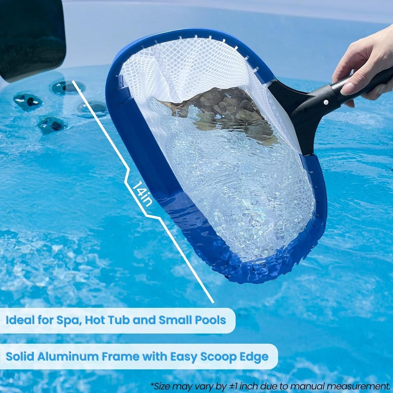 Poolvio 14" Pool Skimmer Net – Heavy Duty Leaf Net with Aluminum Frame with Diamond-Pattern Ultra-Fine Soft Mesh Bag – Pool Cleaning Tool for Leaves, Sand, Pollen & Small Debris (No Pole) - Image 4